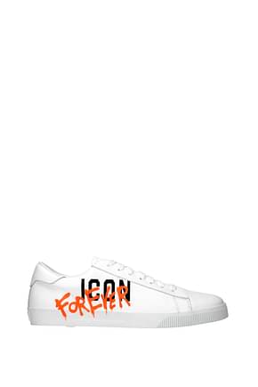 Dsquared2 Sneakers icon Homme Cuir Blanc Orange Fluo