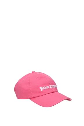 Palm Angels Hats Men Cotton Pink