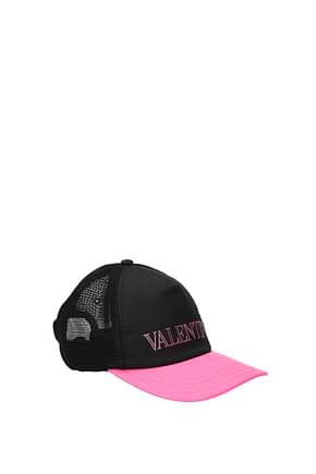 Valentino Garavani 帽子 男性 ビスコース 黒 フルオピンク