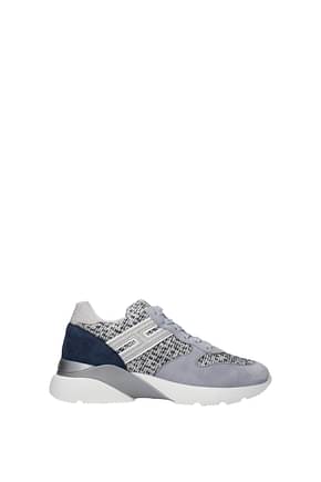 Hogan Sneakers Women Fabric  Gray Blue
