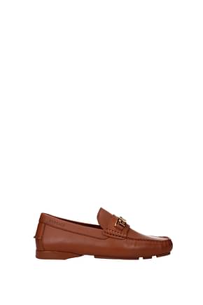 Versace Loafers Men Leather Brown Leather