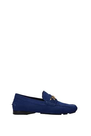 Versace Loafers Men Suede Blue Blue Navy
