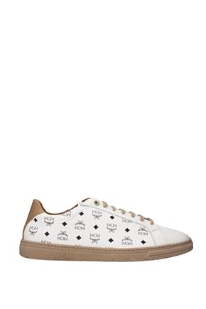 MCM Sneakers Men Leather White Brown