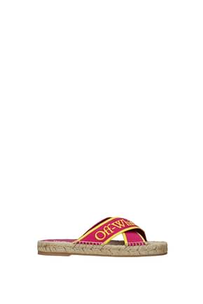 Off-White Slippers and clogs Women Fabric  Fuchsia Yellow