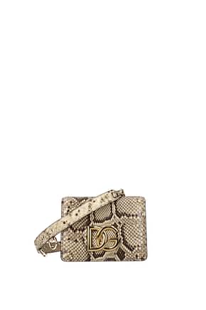 Dolce&Gabbana Borse a Tracolla Donna Pelle di Pitone Beige Sabbia