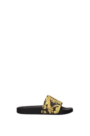 Versace Slippers and clogs Women Rubber Black Gold