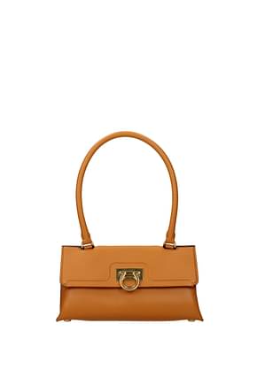 Salvatore Ferragamo Handbags Women Leather Orange Saffron
