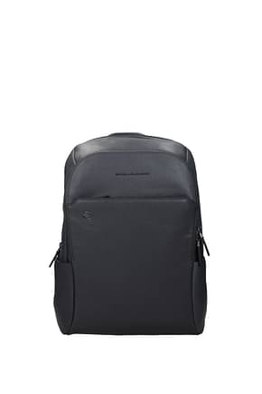 Piquadro Backpack and bumbags Men Leather Gray Graphite Blue