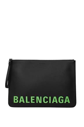 Balenciaga 离合器 男士 皮革 黑色 荧光绿