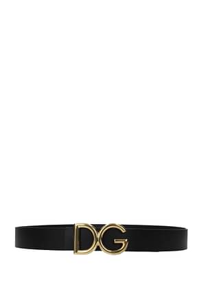 Dolce&Gabbana レギュラーベルト 男性 皮革 黒 ゴールド