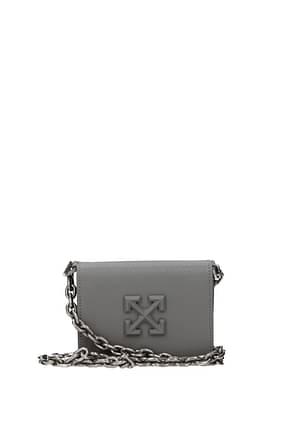 Off-White Wallets Women Leather Gray Pearl Grey