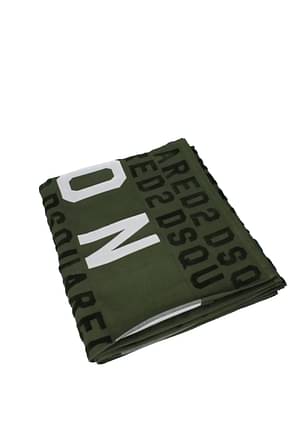 Dsquared2 Beach towels Men Cotton Green Camouflage Green 
