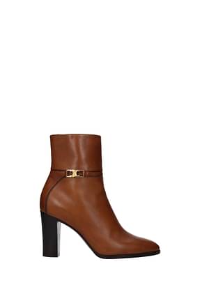 Celine Ankle boots Women Leather Brown Dark Brown