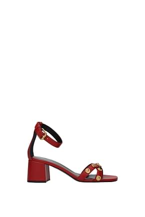 Versace Sandals Women Leather Red Dark Red
