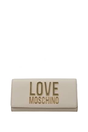 Love Moschino Wallets Women Polyurethane Beige Ivory