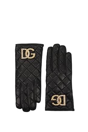 Dolce&Gabbana القفازات نساء جلد أسود