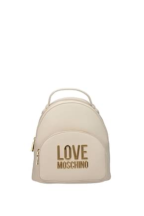 Love Moschino 背包和腰包 女士 聚氨酯 浅灰色 象牙色