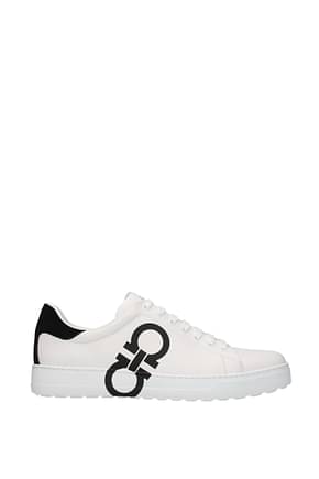 Salvatore Ferragamo Sneakers number Men Leather White Black
