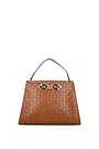 Pollini Handbags Women Polyurethane Brown Leather