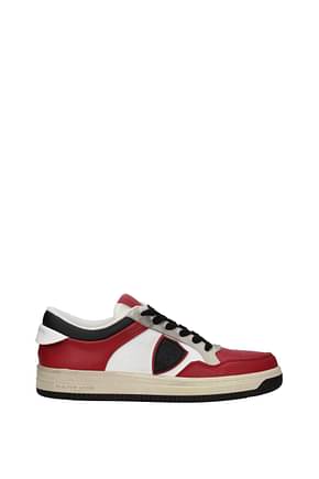 Philippe Model Sneakers lyon low Homme Faux Cuir Blanc Rouge