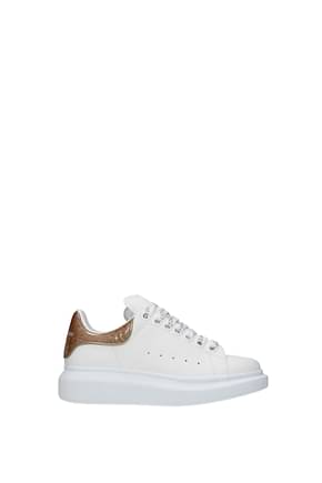 Alexander McQueen أحذية رياضية نساء جلد أبيض ذهب