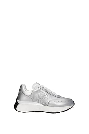 Alexander McQueen Sneakers Women Leather Silver