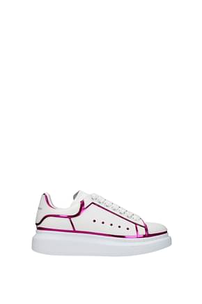 Alexander McQueen 运动鞋 oversized 女士 皮革 白色 紫红色