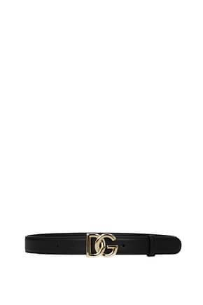 Dolce&Gabbana Cinturones Finos Mujer Piel Negro Oro
