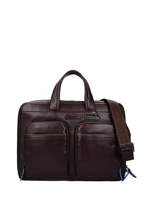 Piquadro Work bags Men Leather Red Mahogany