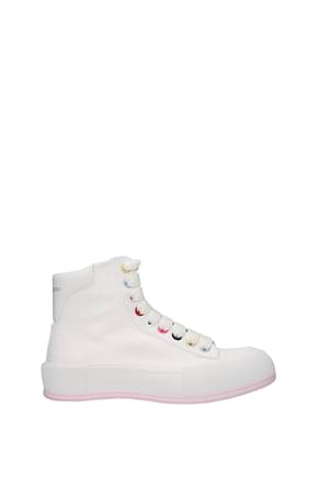 Alexander McQueen Sneakers deck plimsoll Women Fabric  White Multicolor