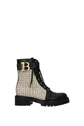 Balmain Ankle boots Women Fabric  Beige Black