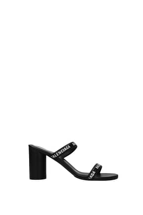 Balenciaga Sandals Women Leather Black White