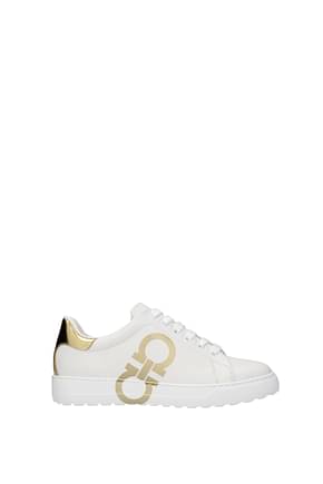 Salvatore Ferragamo Sneakers number Women Leather White Gold