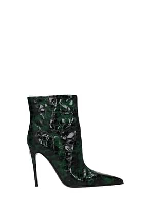 Dolce&Gabbana アンクルブーツ 女性 パテントレザー 緑 黒