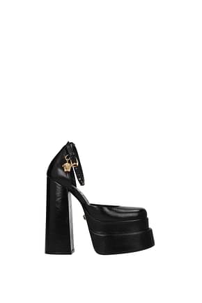 Versace Sandales Femme Cuir Noir