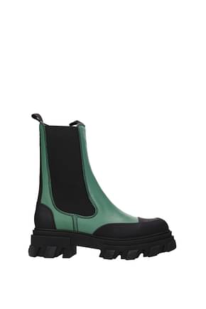 Ganni Ankle boots Women Leather Green Black