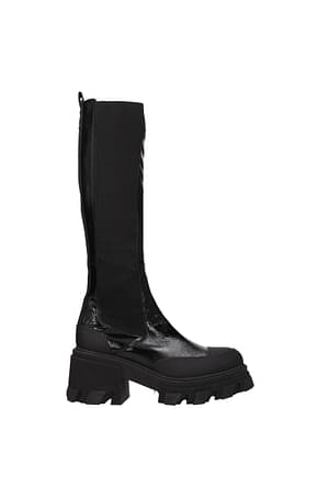 Ganni Boots Women Patent Leather Black