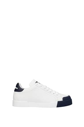 Dolce&Gabbana Sneakers Uomo Pelle Bianco Blu Navy