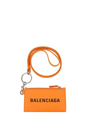 Balenciaga حاملي الوثائق رجال جلد البرتقالي