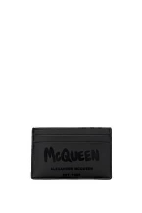 Alexander McQueen حاملي الوثائق رجال جلد أسود