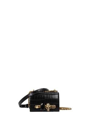 Alexander McQueen Crossbody Bag Women Leather Black Gold