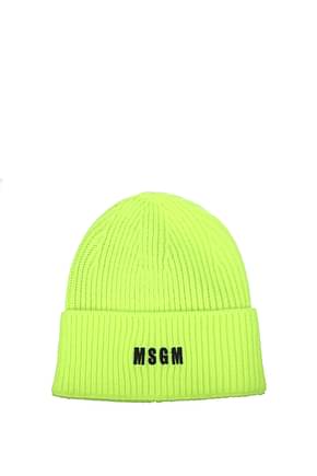 MSGM Hats Men Acrylic Green Fluo Green