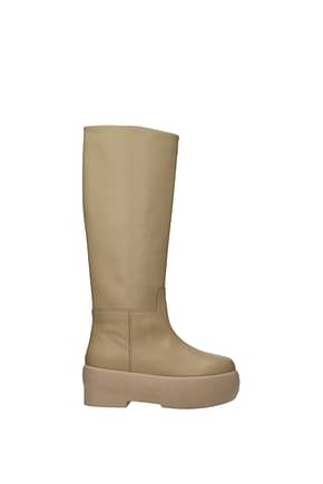 Gia Borghini Boots Women Leather Beige Oat Milk