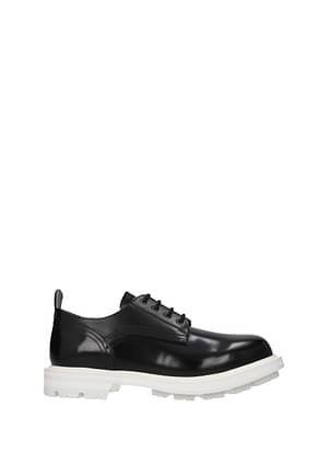 Alexander McQueen Lace up and Monkstrap Men Leather Black Ivory