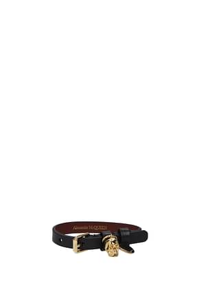 Alexander McQueen Bracelets Men Leather Black