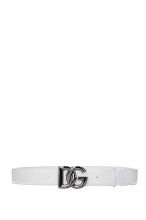 Dolce&Gabbana أحزمة عادية رجال جلد أبيض البصرية الأبيض