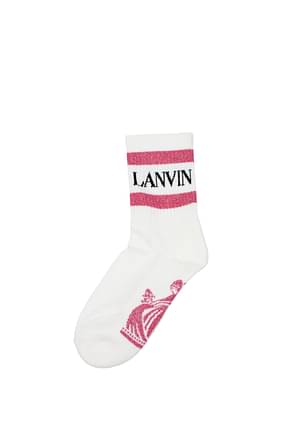Lanvin Calcetines cortos Mujer Algodón Blanco Rosa Oscuro