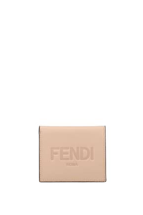 Fendi Wallets Women Leather Pink Antique Pink