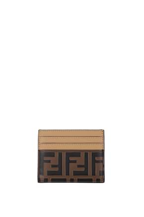 Fendi Document holders Women Leather Brown Natural