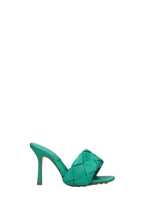 Bottega Veneta Sandals Women Leather Green Acid Turquoise